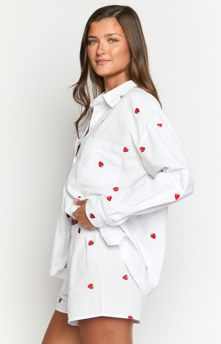 Brad White Strawberry Embroidered Boxer Shorts