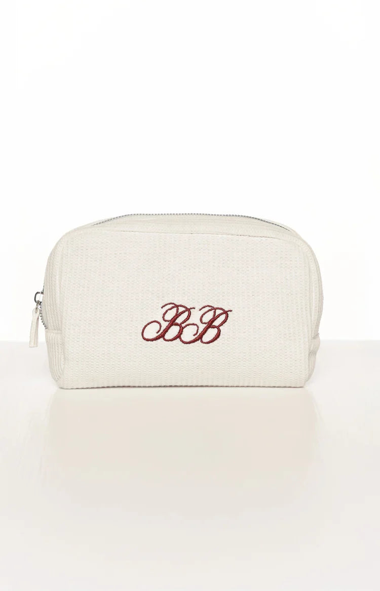 Glow Time White Embroidered Makeup Bag