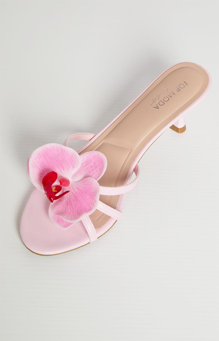 In Bloom Pink Floral Kitten Heels