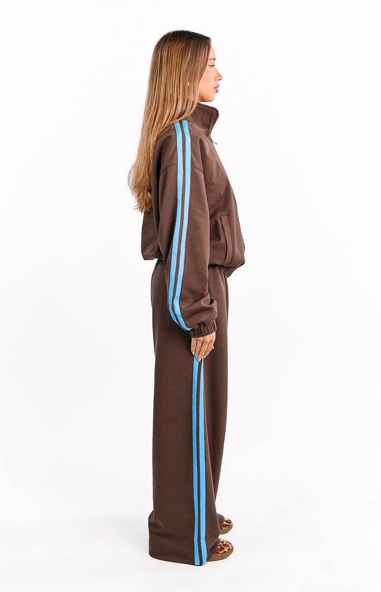 Kosie Chocolate And Blue Stripe Track Pants