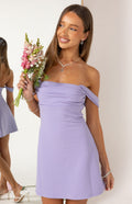 Zoella Lilac Off The Shoulder Crepe Mini Dress